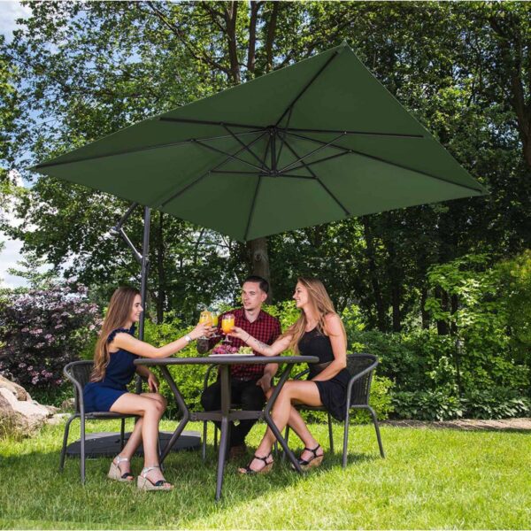 Parasol ogrodowy na wysięgniku kwadratowy 250 x 250 cm zielony 3 10250545 11