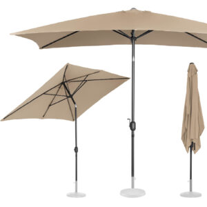 Parasol ogrodowy prostokątny uchylny z korbką 200 x 300 cm szarobrązowy 11 Parasol ogrodowy prostokątny uchylny z korbką 200 x 300 cm szarobrązowy - obrazek 1