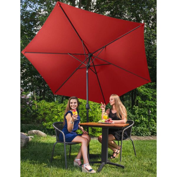 Parasol ogrodowy okrągły duży uchylny z korbką śr. 300 cm czerwony 2 10250551 10