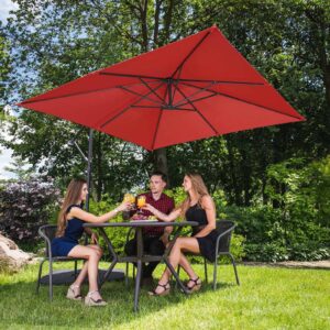 Parasol ogrodowy na wysięgniku kwadratowy 250 x 250 cm czerwony - obrazek 4