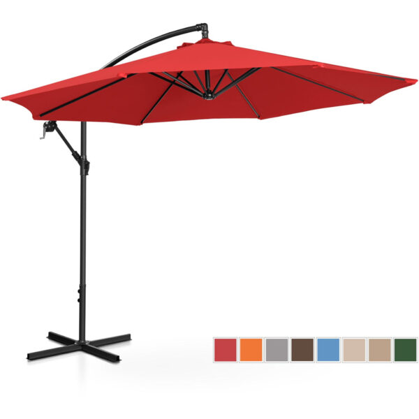 Parasol ogrodowy na wysięgniku okrągły uchylny śr. 300 cm czerwony 1 10250555 1