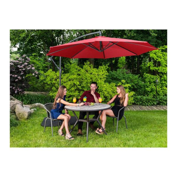 Parasol ogrodowy na wysięgniku okrągły uchylny śr. 300 cm czerwony 2 10250555 10