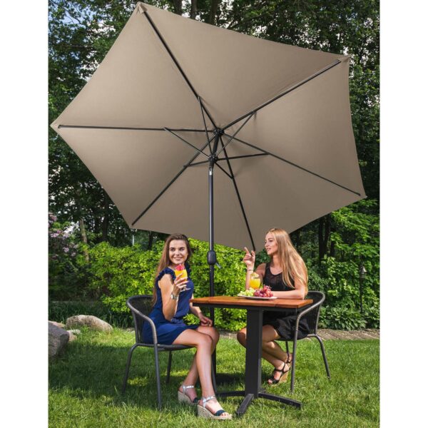 Parasol ogrodowy okrągły duży uchylny z korbką śr. 300 cm szarobrązowy 2 10250557 10