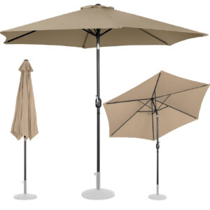 Parasol ogrodowy okrągły duży uchylny z korbką śr. 300 cm szarobrązowy 11 Parasol ogrodowy okrągły duży uchylny z korbką śr. 300 cm szarobrązowy - obrazek 1