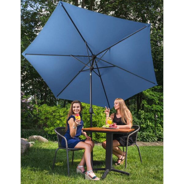 Parasol ogrodowy okrągły duży uchylny z korbką śr. 300 cm niebieski 2 10250559 10