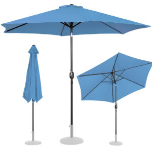 Parasol ogrodowy okrągły duży uchylny z korbką śr. 300 cm niebieski 11 Parasol ogrodowy okrągły duży uchylny z korbką śr. 300 cm niebieski - obrazek 1