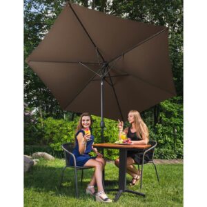 Parasol ogrodowy okrągły duży uchylny z korbką śr. 300 cm brązowy 13 Parasol ogrodowy okrągły duży uchylny z korbką śr. 300 cm brązowy - obrazek 3