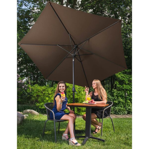 Parasol ogrodowy okrągły duży uchylny z korbką śr. 300 cm brązowy 2 10250572 10