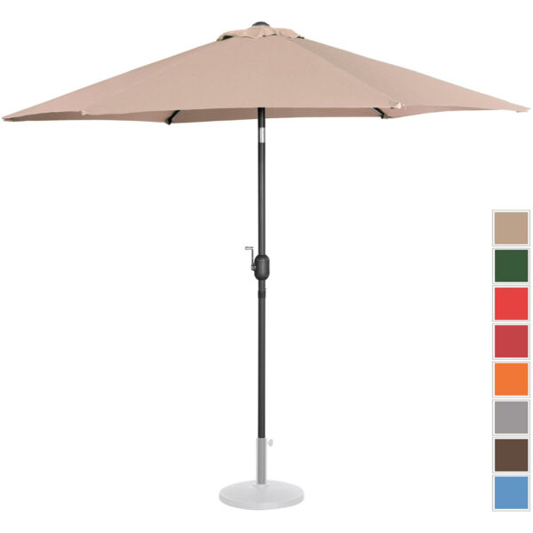 Parasol ogrodowy tarasowy okrągły uchylny z korbką śr. 270 cm kremowy 1 10250583 1