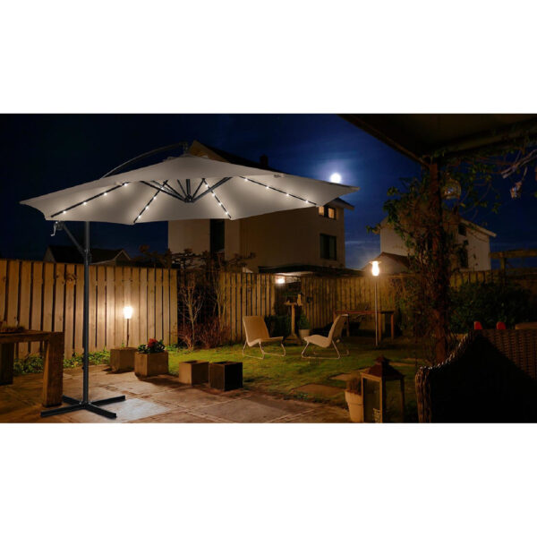 Parasol ogrodowy na wysięgniku okrągły uchylny z oświetleniem LED śr. 300 cm kremowy 4 10250595 12