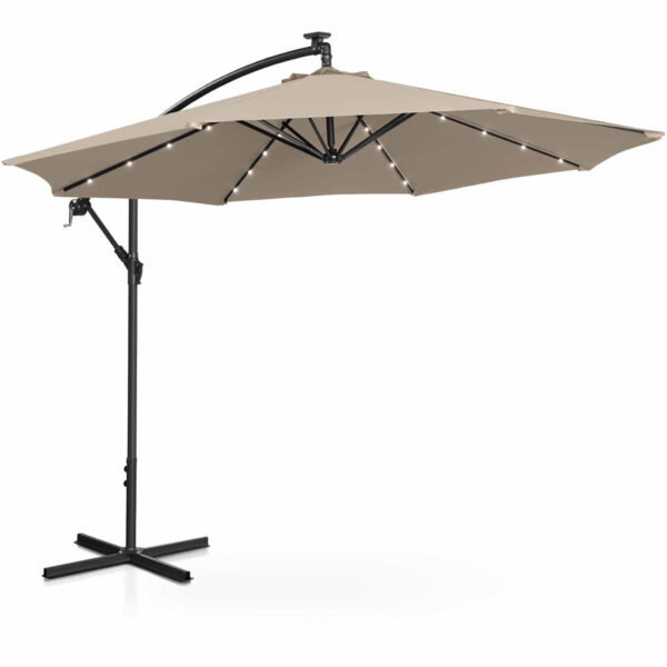 Parasol ogrodowy na wysięgniku okrągły uchylny z oświetleniem LED śr. 300 cm kremowy 5 10250595 2