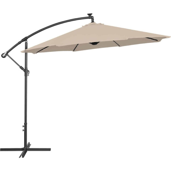 Parasol ogrodowy na wysięgniku okrągły uchylny z oświetleniem LED śr. 300 cm kremowy 6 10250595 3
