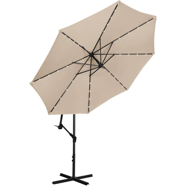 Parasol ogrodowy na wysięgniku okrągły uchylny z oświetleniem LED śr. 300 cm kremowy 7 10250595 4