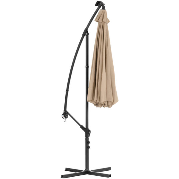 Parasol ogrodowy na wysięgniku okrągły uchylny z oświetleniem LED śr. 300 cm kremowy 8 10250595 5