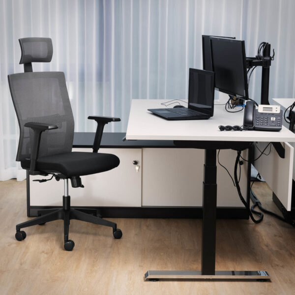 Krzesło fotel biurowy siatkowy ergonomiczny z podparciem lędźwi i zagłówkiem maks. 150 kg 4 10260155 4