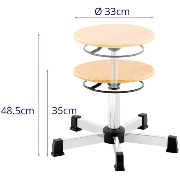 Taboret krzesło robocze warsztatowe ze sklejki CHROM do 120 kg 350-485 mm 5 10260342 5