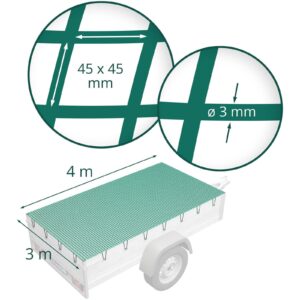 Siatka zabezpieczająca ładunek ochronna na przyczepkę 4 x 3 m zielona 9 Siatka zabezpieczająca ładunek ochronna na przyczepkę 4 x 3 m zielona - obrazek 5
