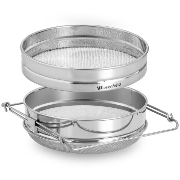 Sito cedzidło do miodu okrągłe podwójne ze stali nierdzewnej śr. 24 cm 1 10280023 1