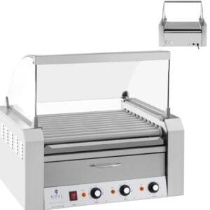 Roller grill rolkowy z osłoną i szufladą grzewczą do bułek 20 parówek HotDog 2600W 230V Royal Catering 4 Roller grill rolkowy z osłoną i szufladą grzewczą do bułek 20 parówek HotDog 2600W 230V Royal Catering - obrazek 1