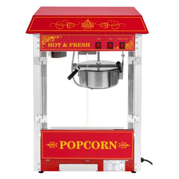 Profesjonalna wydajna maszyna do popcornu nastawna 230V 1.6kW czerwona 1 1546 2