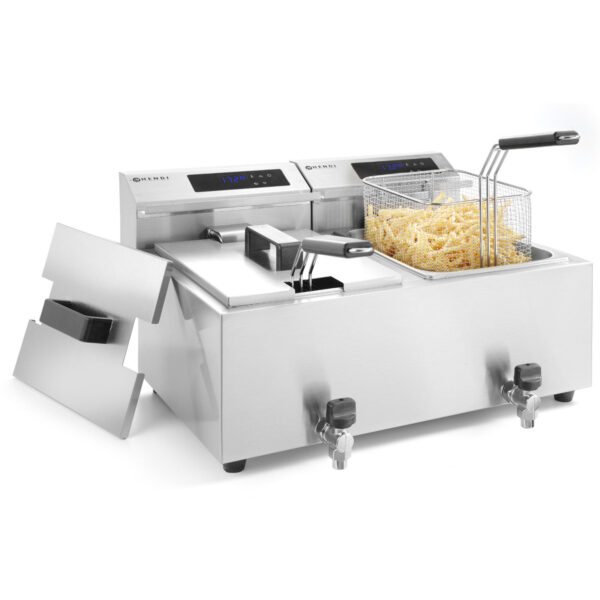Frytownica frytkownica z panelem cyfrowym Mastercook z kranem 2x8L 2x3500W 3 207376 3