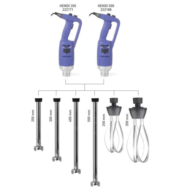 Ramię ubijające z rózgą trzepaczka do napędu miksera blendera Kitchen Line 350 / 500 dł. 250mm - Hendi 222263 1 222171 2