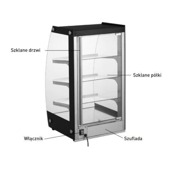 Witryna neutralna samoobsługowa do prezentacji i wydawania potraw LED szer. 415mm 5 233092 5