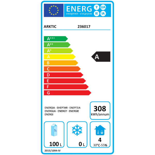 Szafa chłodnicza podblatowa energooszczędna ze stali nierdzewnej 0-8C 200 l 124 W Budget Line - Hendi 236017 5 236017 eei a
