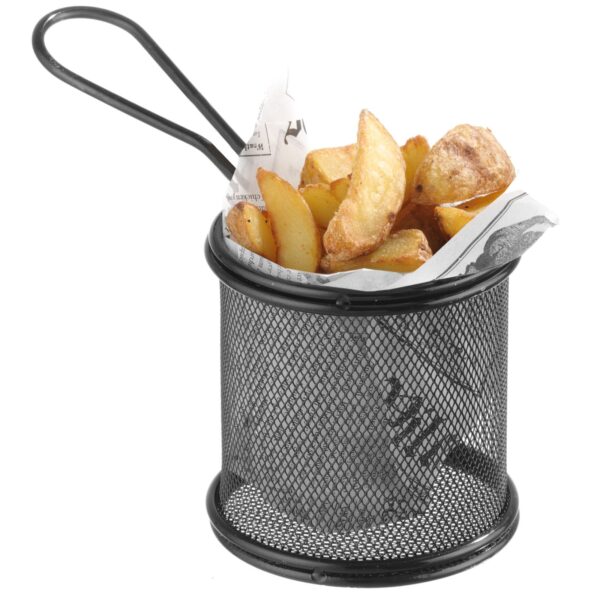 Koszyk do serwowania smażonych przekąsek frytek z uchwytem okrągły 90x90x90 mm - Hendi 425633 3 425633 3