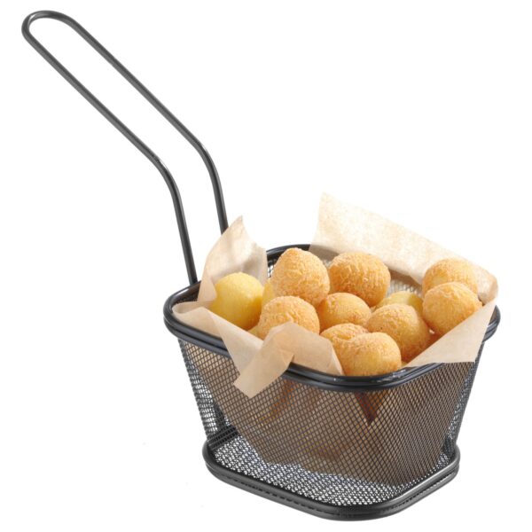 Koszyk do serwowania smażonych przekąsek frytek z uchwytem czarny 130x115x80 mm - Hendi 425695 2 425695 2