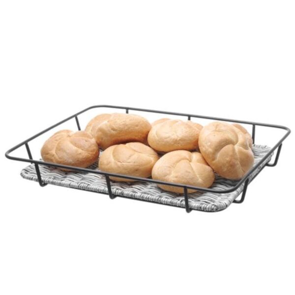 Kosz tacka na pieczywo z ramą ze stali nierdzewnej szary melanżowy 400x300x50 mm - Hendi 426524 4 426524 4