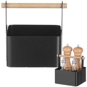 Organizer koszyk stołowy na przyprawy z drewnianą rączką 17x13x16 cm - Hendi 427057 3 Organizer koszyk stołowy na przyprawy z drewnianą rączką 17x13x16 cm - Hendi 427057 - obrazek 1