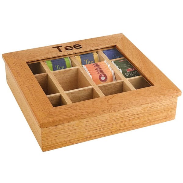 Ekspozytor pudełko na herbatę drewniane 30x28cm - Hendi 456514 2 456514 3