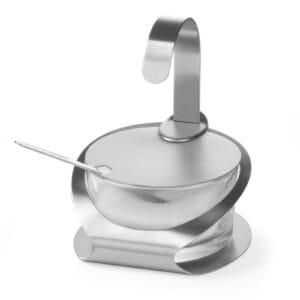 Cukiernica ze szkła i stali nierdzewnej z łyżeczką śr. 130mm wys. 90mm - Hendi 465370 3 Cukiernica ze szkła i stali nierdzewnej z łyżeczką śr. 130mm wys. 90mm - Hendi 465370 - obrazek 2