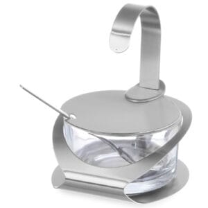 Cukiernica ze szkła i stali nierdzewnej z łyżeczką śr. 130mm wys. 90mm - Hendi 465370 2 Cukiernica ze szkła i stali nierdzewnej z łyżeczką śr. 130mm wys. 90mm - Hendi 465370 - obrazek 1