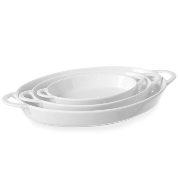 Półmisek do zapiekania owalny z uchwytami 165x105x30mm biała porcelana - Hendi 784006 1 784006 2