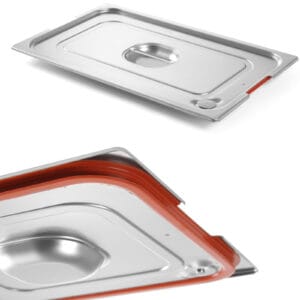 Pokrywka do pojemnika GN Profi Line z uszczelką silikonową i wycięciem na uchwyty GN1/2 265x325mm stal - Hendi 804322 3 Pokrywka do pojemnika GN Profi Line z uszczelką silikonową i wycięciem na uchwyty GN1/2 265x325mm stal - Hendi 804322 - obrazek 1
