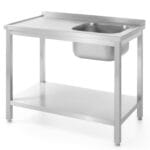 811863 stol blat roboczy stalowy do zmywalni z jednym zlewem z polka 80x60cm prawy hendi 811863 hurtownia cena tanio