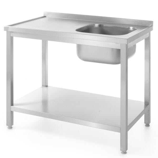 811863 stol blat roboczy stalowy do zmywalni z jednym zlewem z polka 80x60cm prawy hendi 811863 hurtownia cena tanio
