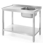 811870 stol blat roboczy stalowy do zmywalni z jednym zlewem z polka 100x60cm prawy hendi 811870 hurtownia cena tanio