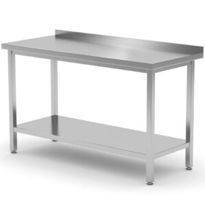 Stół gastronomiczny przyścienny z rantem i półką 160x70x85 cm - Hendi 812754 2 Stół gastronomiczny przyścienny z rantem i półką 160x70x85 cm - Hendi 812754 - obrazek 1