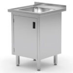 813539 zlew roboczy gospodarczy z szafka z drzwiami na zawiasach spawany 50x70x85 cm hendi 813539 ean 8711369813539 hurtownia zielona gora