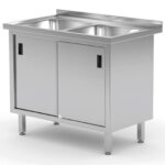 813690 zlew roboczy gastronomiczny z szafka z drzwiami suwanymi podwojny 100x60x85 cm hendi 813690 ean 8711369813690 hurtownia zielona gora