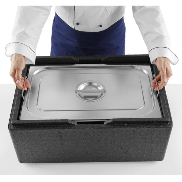 Pojemnik gastronomiczny GN 2/3 z chowanymi uchwytami 354x325x150mm 13L Hendi 817247 2 817155 2