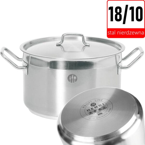 Garnek średni Profi Line z pokrywką 2 l śr. 160 x 110 h - Hendi 831007 1 831007 hendi garnek sredni profi line z pokrywka dno sandwich 2 l 160x110mm sklep cena tanio