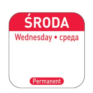 Naklejki food safety na pojemniki wielokrotnego użytku Środa PL RU EN 1000 szt. Hendi 850091 1 Naklejki food safety na pojemniki wielokrotnego użytku Środa PL RU EN 1000 szt. Hendi 850091 - obrazek 1
