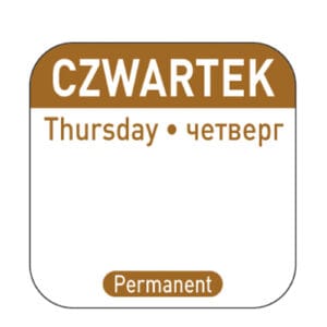 Naklejki food safety na pojemniki wielokrotnego użytku Czwartek PL RU EN 1000 szt. Hendi 850107 1 Naklejki food safety na pojemniki wielokrotnego użytku Czwartek PL RU EN 1000 szt. Hendi 850107 - obrazek 1