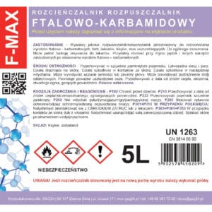 Rozcieńczalnik ftalowo-karbamidowy do farb i lakierów F-MAX 5L 3 Rozcieńczalnik ftalowo-karbamidowy do farb i lakierów F-MAX 5L - obrazek 2