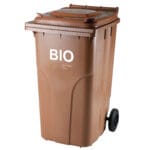 pojemnik kubel na bio odpady i smieci spozywcze atesty europlast austria brazowy 240l naklejka