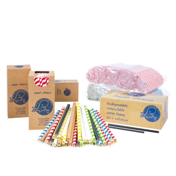 Słomki papierowe BIO ekologiczne PAPER STRAWS grube 8/205mm - biało-żółte 160szt. 1 slomki papierowe rurki do drinkow bio eko ekologiczne hurtownia zielona gora cena tanio